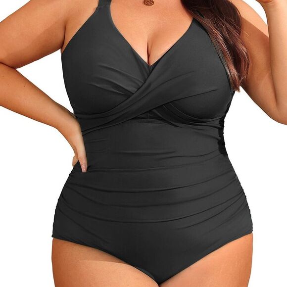 Womens 14W Plus Size One Piece Swimsuit for Women Tummy Control Bathingsuit - Picture 1 of 5